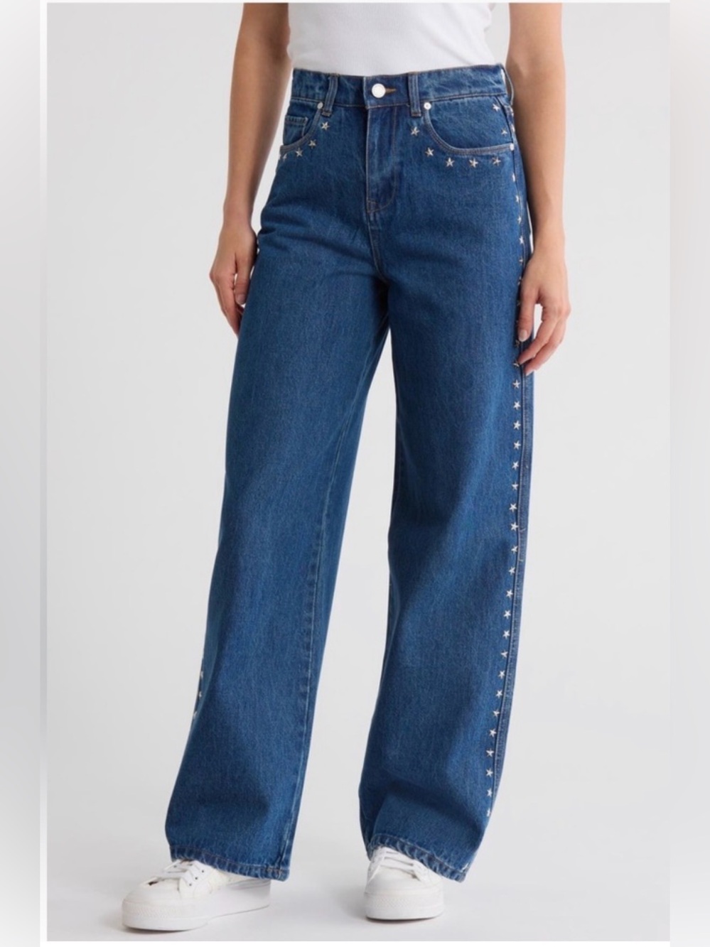 Blank NYC Dark Blue Jeans with Star Studs